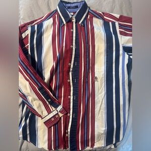 Tommy Hilfiger Red, Blue, and White Striped Shirt